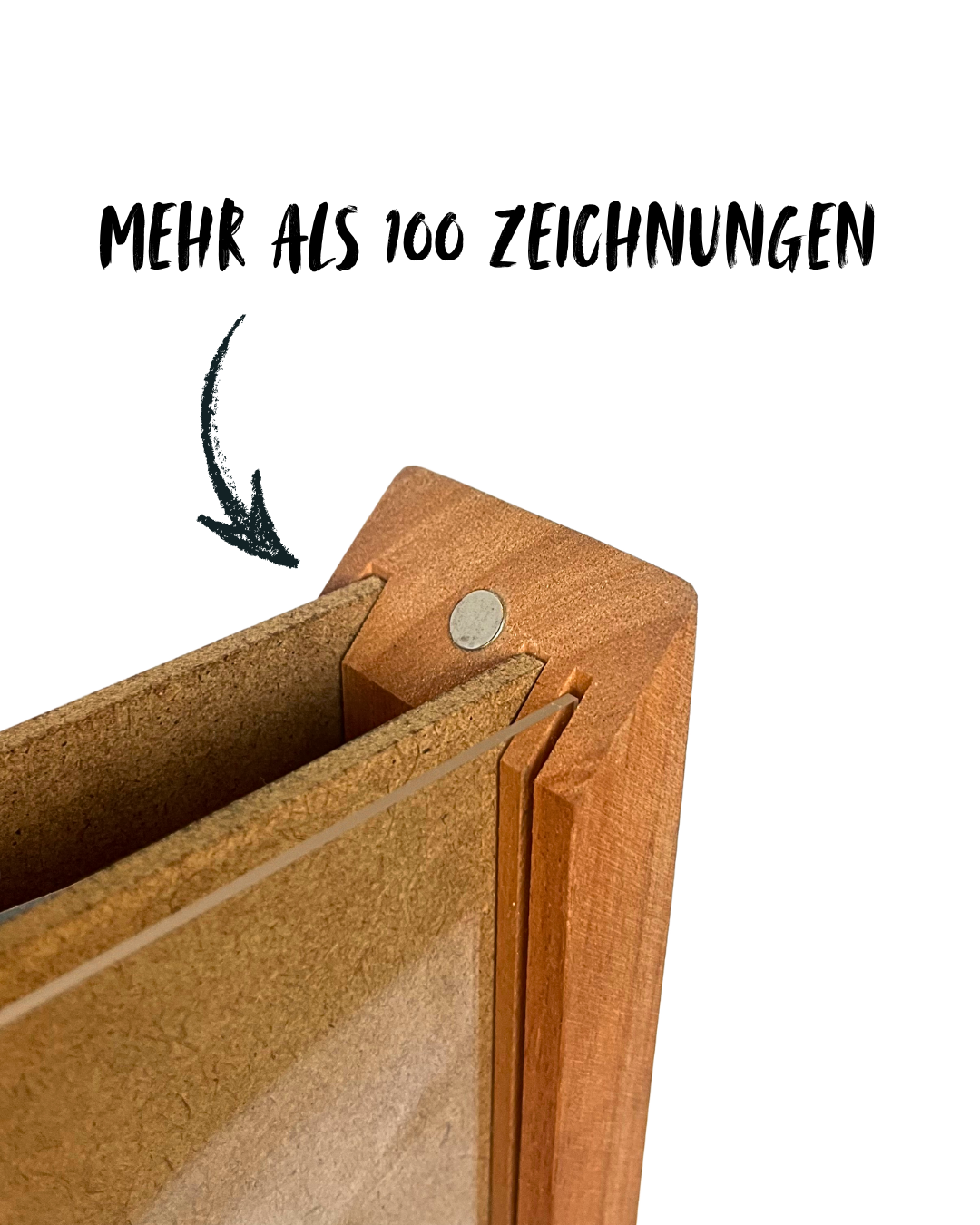Magnetischer Wechselrahmen aus Mahagoni-Holz für Kinderbilder & Poster A4